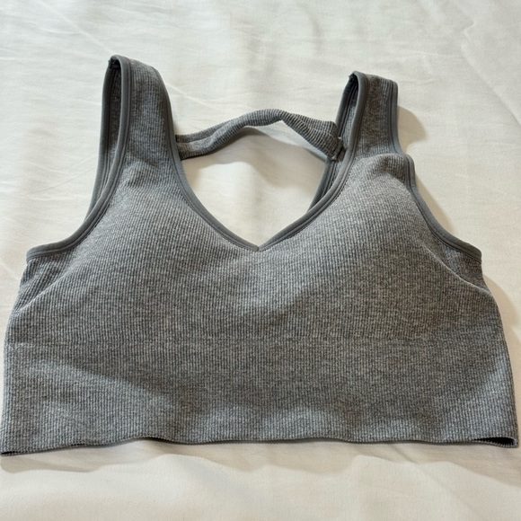 90 Degree By Reflex Charcoal Ribbed Sports Bra (0035) - Picture 1 of 3